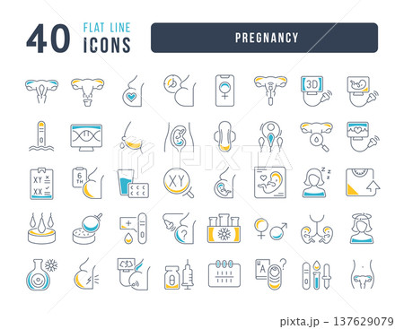 Set of linear icons of Pregnancy 137629079