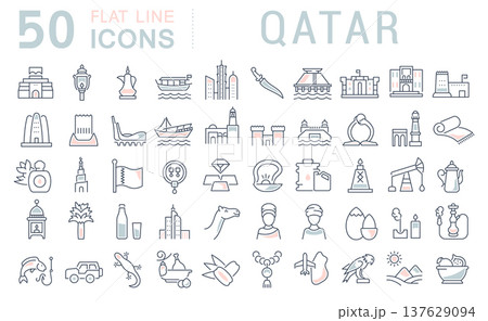 Set Vector Line Icons of Qatar. 137629094