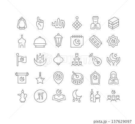 Vector Line Icons of Ramadan Vector Line Icons of Ramadan 137629097