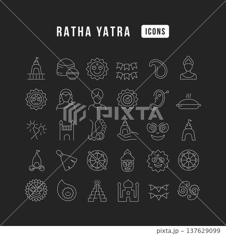 Vector Line Icons of Ratha Yatraのイラスト素材 [137629099] - PIXTA