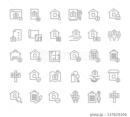 Set Vector Line Icons of Real Estate Set Vector Line Icons of Real Estate 137629100