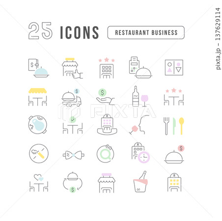 Set of linear icons of Restaurant Business Set of linear icons of Restaurant Business 137629114