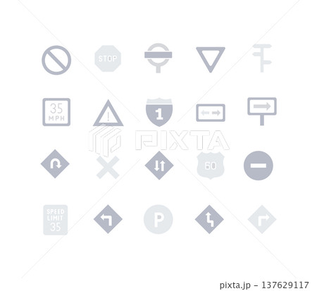 Set of Simple Icons of Road Sign Set of Simple Icons of Road Sign 137629117