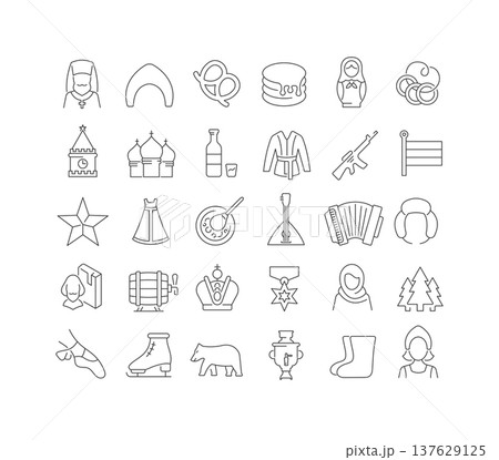 Vector Line Icons of Day of Russia Vector Line Icons of Day of Russia 137629125