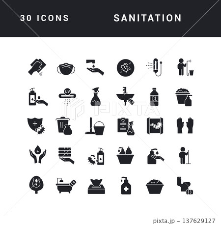 Set of simple icons of Sanitation Set of simple icons of Sanitation 137629127