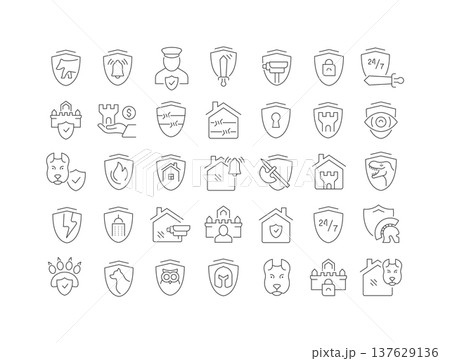 Set of linear icons of Security Company 137629136