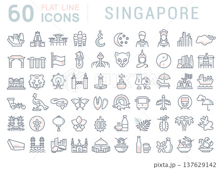 Set Vector Line Icons of Singapore. 137629142