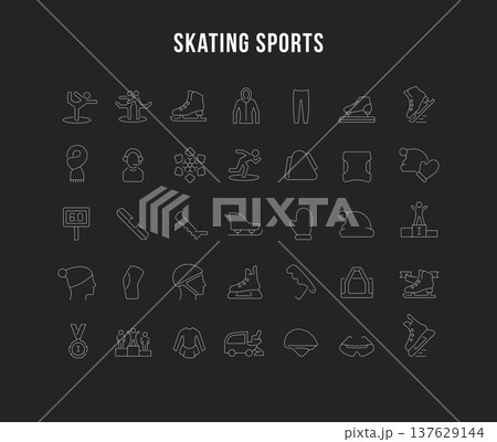 Set Vector Line Icons of Skating Sports. Set Vector Line Icons of Skating Sports. 137629144