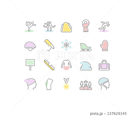 Set Vector Line Icons of Skating Sports. Set Vector Line Icons of Skating Sports. 137629145