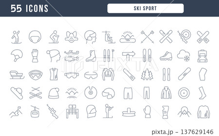 Set of linear icons of Ski Sport 137629146