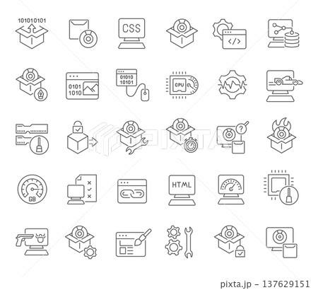 Set Vector Line Icons of Software 137629151