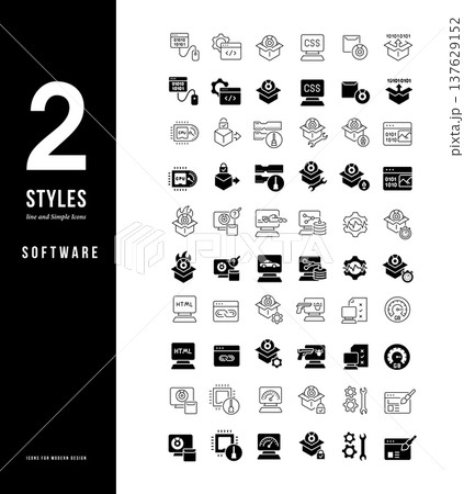 Simple Line Icons of Software 137629152