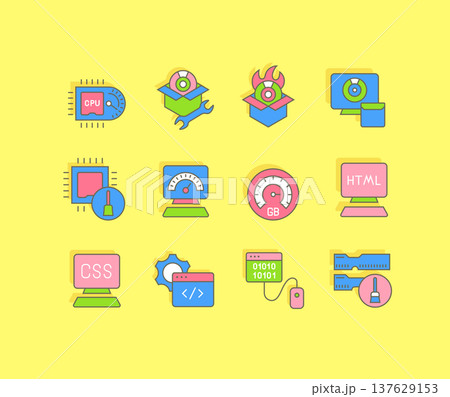 Set of Simple line Icons of Software Set of Simple line Icons of Software 137629153