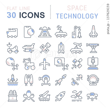 Set Vector Line Icons of Space Technology 137629159