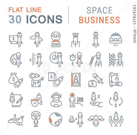 Set Vector Line Icons of Space Business 137629161