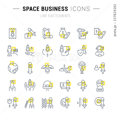 Set Vector Line Icons of Space Business Set Vector Line Icons of Space Business 137629162
