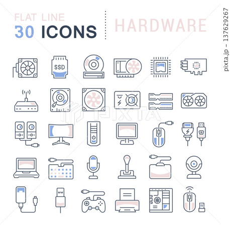 Set Vector Line Icons of Hardware 137629267