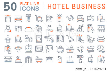 Set Vector Line Icons of Hotel Business Set Vector Line Icons of Hotel Business 137629281