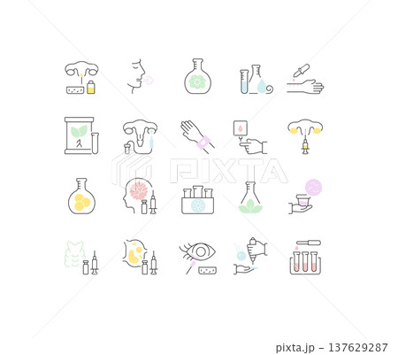 Set Vector Line Icons of In Vitro. 137629287