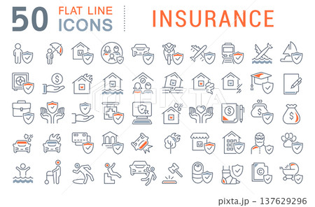 Set Vector Line Icons of Insurance 137629296