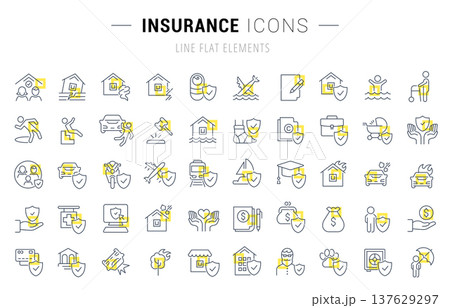 Set Vector Line Icons of Insurance 137629297