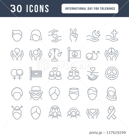 Vector Line Icons of International Tolerance Day 137629299