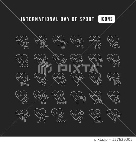 Vector Line Icons of International Day of Sport Vector Line Icons of International Day of Sport 137629303