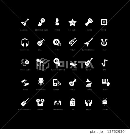 Vector Simple Icons of international Music Day Vector Simple Icons of international Music Day 137629304