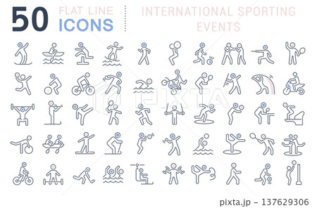 Set Vector Line Icons of International Sporting Events 137629306