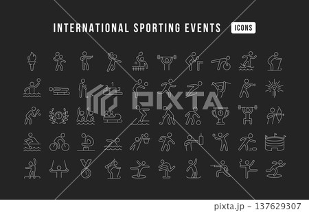 Set of linear icons of International Sporting Events Set of linear icons of International Sporting Events 137629307