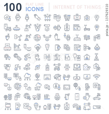 Set Vector Line Icons of Internet of Things Set Vector Line Icons of Internet of Things 137629310