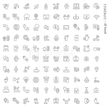 Set Vector Line Icons of Internet of Things Set Vector Line Icons of Internet of Things 137629311