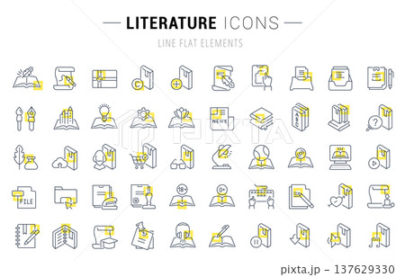 Set Vector Line Icons of Literature. 137629330