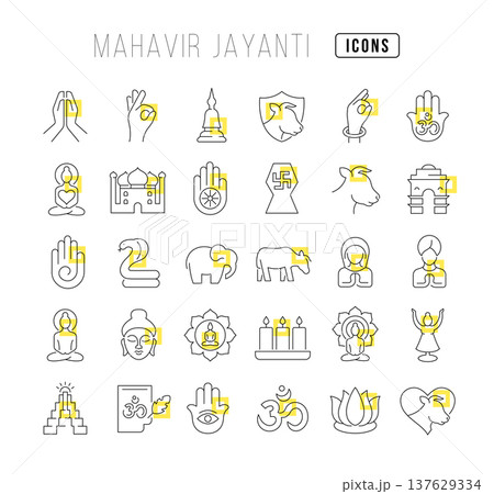 Vector Line Icons of Mahavir Jayanti 137629334