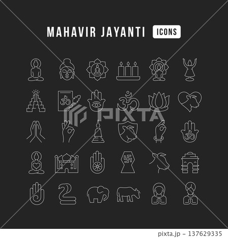 Vector Line Icons of Mahavir Jayanti 137629335