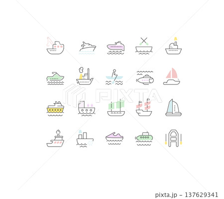 Set Vector Line Icons of Maritime Transport. Set Vector Line Icons of Maritime Transport. 137629341