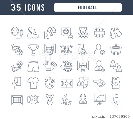 Set of linear icons of Football 137629509