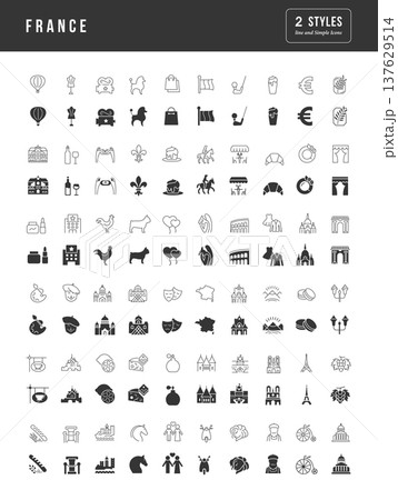 Set of simple icons of France Set of simple icons of France 137629514