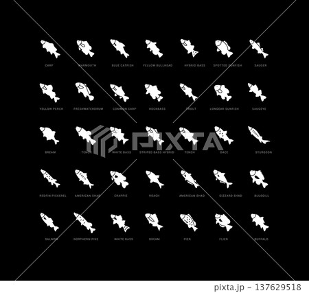 Set of simple icons of Freshwater Fish 137629518