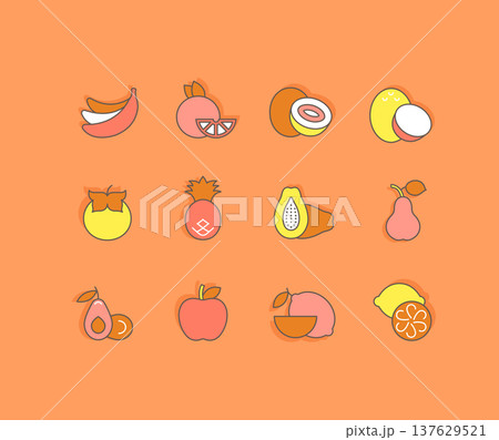 Set of Simple line Icons of Fruits 137629521