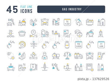 Set of linear icons of Gas Industry 137629526