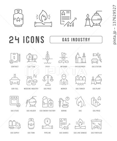 Set of linear icons of Gas Industry 137629527