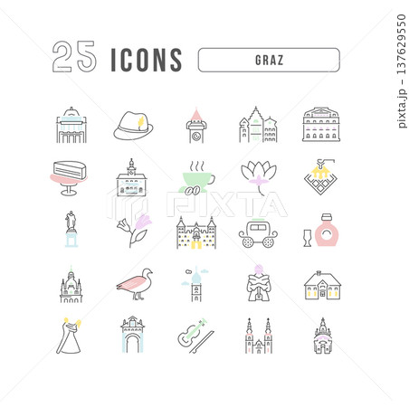 Set of linear icons of Graz Set of linear icons of Graz 137629550
