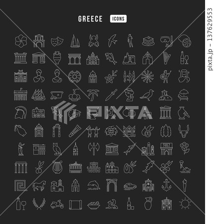 Set of linear icons of Greece Set of linear icons of Greece 137629553