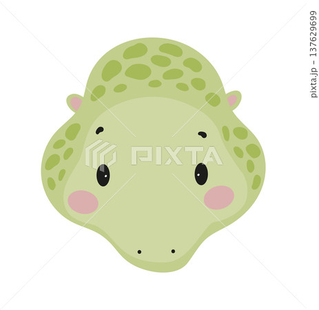 Flat vector illustration of a cute lizard face. Cartoon reptile character isolated on a white background. 137629699