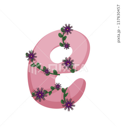 Letter E with Flowers Letter E with Flowers 137630457