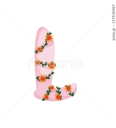 Letter L with Blue Flowers 137630467