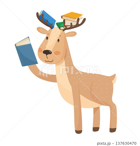 Deer with Books on its Antlers Deer with Books on its Antlers 137630470