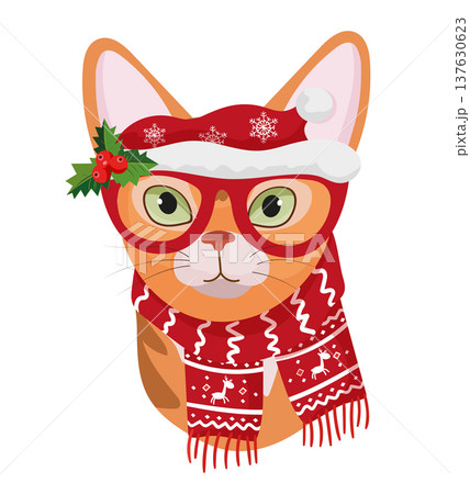 Orange Cat with Christmas Glasses 137630623