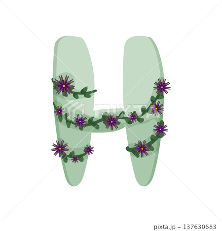 Letter H with Purple Flowers Letter H with Purple Flowers 137630683